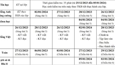 Lịch KTĐK HK1 2023-2024